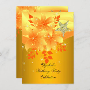 Invitation Soirée d'anniversaire Jaune Fleur Tout âge