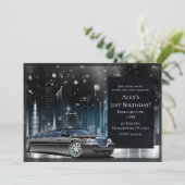 Invitation Soirée d'anniversaire limousine bleu et noir dans  (Debout devant)