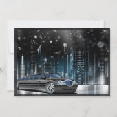 Invitation Soirée d'anniversaire limousine bleu et noir dans  (Dos)