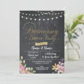 Invitation Soirée d'anniversaire mariage Soirée Florale Chalk (Debout devant)