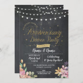 Invitation Soirée d'anniversaire mariage Soirée Florale Chalk (Devant / Derrière)