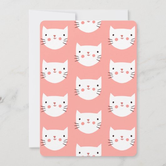 Invitation Soirée d'anniversaire mignonne Chat Rose (Dos)