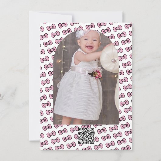 Invitation Soirée d'Anniversaire Mignonne Rose Bow (Dos)