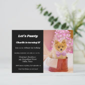 Invitation Soirée d'anniversaire minimaliste de chiots de scr (Debout devant)