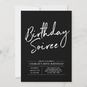 Invitation Soirée d'anniversaire moderne Noir & Blanc pour ad