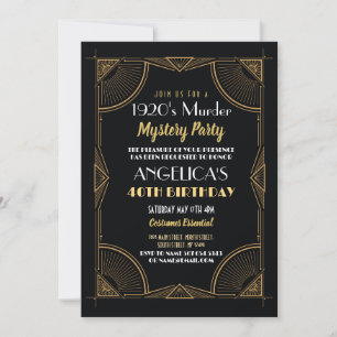 Invitation Soirée d'anniversaire mystère de meurtre des année