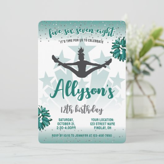 Invitation Soirée d'anniversaire, n'importe quel âge vert (Debout devant)