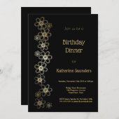 Invitation Soirée d'anniversaire noir et or (Devant / Derrière)