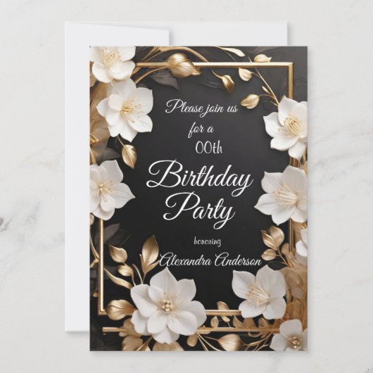 Invitation Soirée d'Anniversaire Noir Noir (Devant)