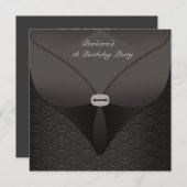 Invitation Soirée d'anniversaire noire (Devant / Derrière)