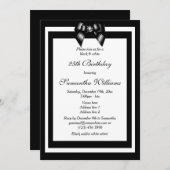 Invitation Soirée d'anniversaire noire et blanche (Devant / Derrière)