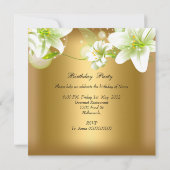 Invitation Soirée d'Anniversaire Or Blanc Floral (Dos)