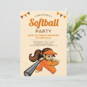 Invitation Soirée d'anniversaire Orange Softball (Debout devant)