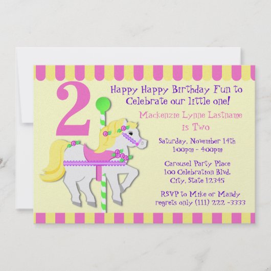 Invitation Soirée d'Anniversaire Peint Pony (Devant)