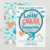 Invitation Soirée d'anniversaire personnalisée pour le requin (Devant / Derrière)