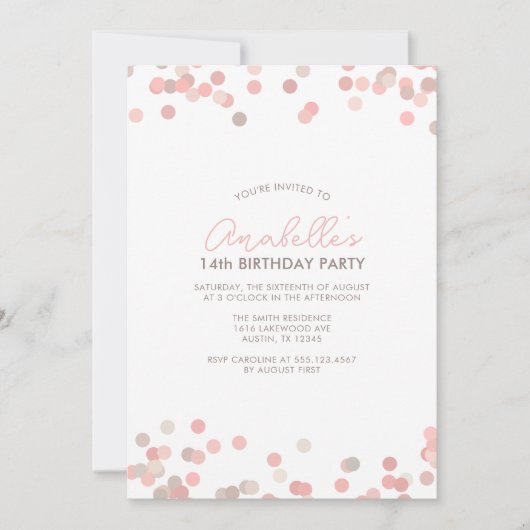 Invitation Soirée d'anniversaire Pink Confetti (Devant)