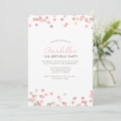 Invitation Soirée d'anniversaire Pink Confetti (Debout devant)