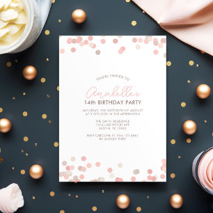 Invitation Soirée d'anniversaire Pink Confetti