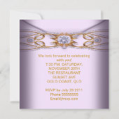 Invitation Soirée d'anniversaire Pink Lilac Lace Or (Dos)