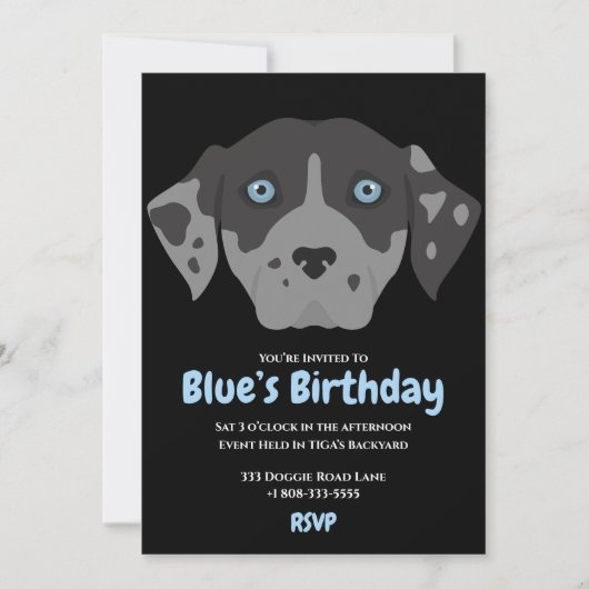 Invitation Soirée d'anniversaire pour chien chiot mignon (Devant)