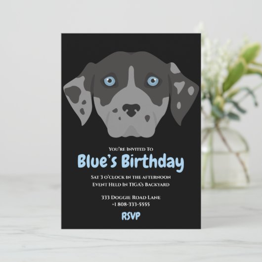 Invitation Soirée d'anniversaire pour chien chiot mignon (Debout devant)