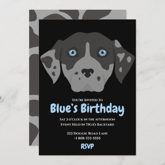 Invitation Soirée d'anniversaire pour chien chiot mignon (Devant / Derrière)