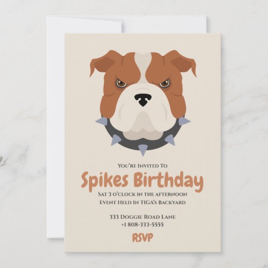 Invitation Soirée d'anniversaire pour chien chiot mignon (Devant)