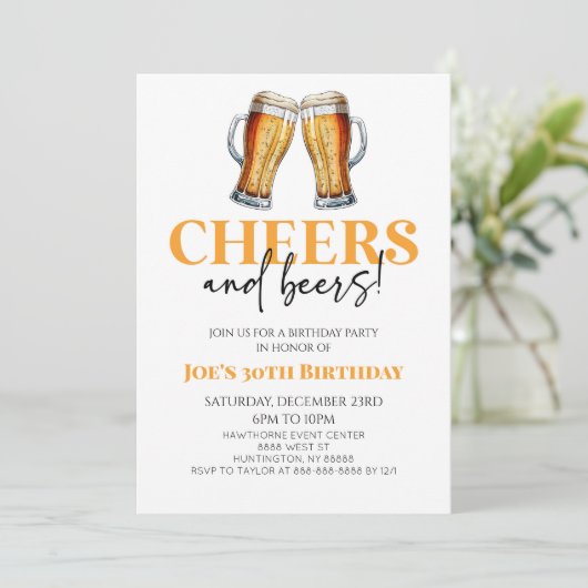 Invitation Soirée d'anniversaire pour la bière et la bière (Debout devant)