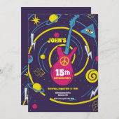 Invitation Soirée d'anniversaire psychédélique (Devant / Derrière)