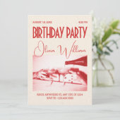 Invitation Soirée d'anniversaire rétro classique (Debout devant)