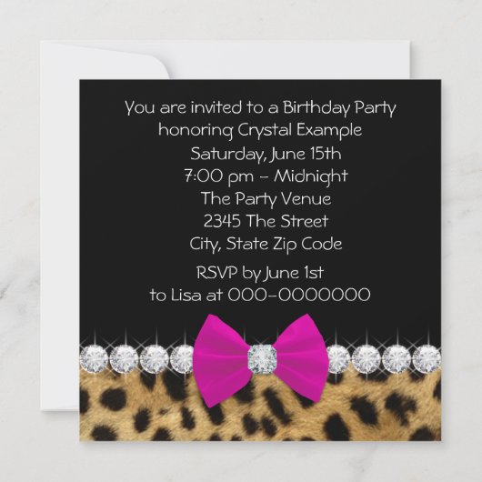 Invitation Soirée d'Anniversaire Rose Chaud (Dos)