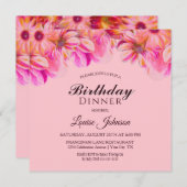 Invitation Soirée d'anniversaire rose et jaune Floral (Devant / Derrière)