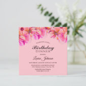 Invitation Soirée d'anniversaire rose et jaune Floral (Debout devant)