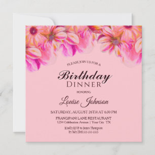 Invitation Soirée d'anniversaire rose et jaune Floral