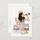 Invitation Soirée d'anniversaire rose et or (Devant / Derrière)