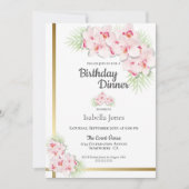 Invitation Soirée d'anniversaire rose et or Floral (Devant)