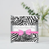 Invitation Soirée d'anniversaire rose Zebra (Debout devant)