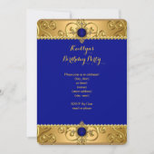 Invitation Soirée d'anniversaire Royal Blue Damask Gold R (Devant)