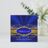 Invitation Soirée d'anniversaire Royal Blue Gold (Debout devant)