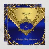 Invitation Soirée d'anniversaire Royal Blue Gold (Devant / Derrière)