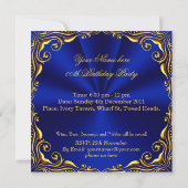 Invitation Soirée d'anniversaire Royal Blue Gold (Dos)