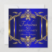 Invitation Soirée d'anniversaire Royal Blue Gold (Devant)