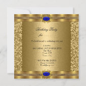 Invitation Soirée d'anniversaire Royal Blue Gold (Dos)