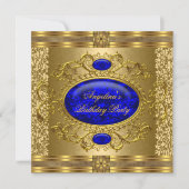 Invitation Soirée d'anniversaire Royal Blue Gold (Devant)