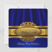 Invitation Soirée d'anniversaire Royal Blue Gold (Devant)
