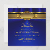 Invitation Soirée d'anniversaire Royal Blue Gold (Dos)