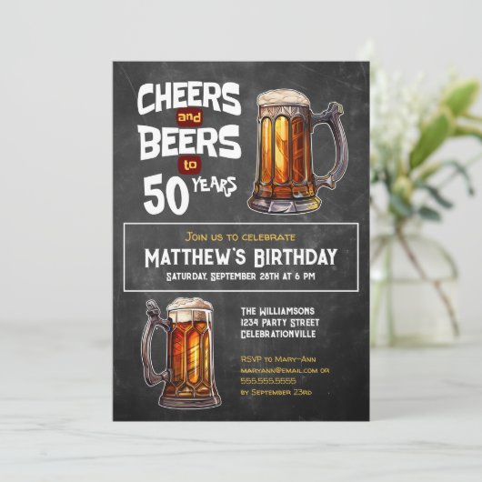 Invitation Soirée D'Anniversaire Rustique À 50 Ans (Debout devant)