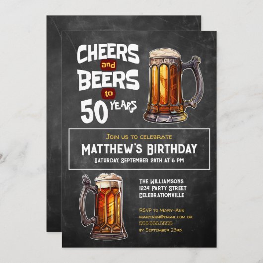 Invitation Soirée D'Anniversaire Rustique À 50 Ans (Devant / Derrière)