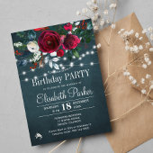 Invitation Soirée d'anniversaire rustique hiver élégant rouge