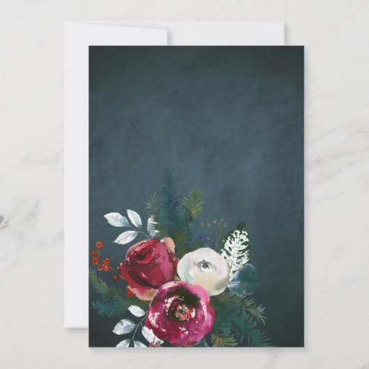 Invitation Soirée d'anniversaire rustique hiver élégant rouge (Dos)